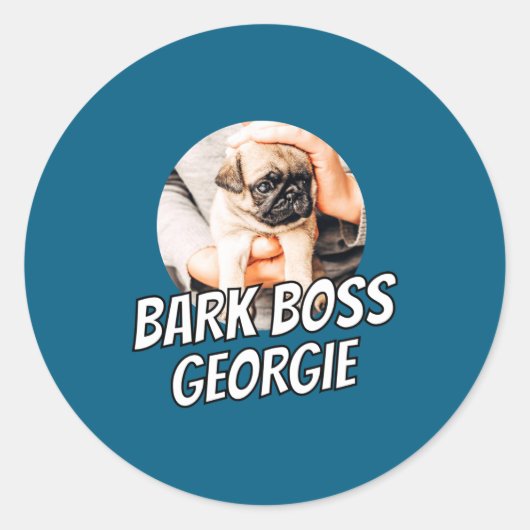 Bark Boss Pet Dog Photo Modern Simple Cool  Ronde Sticker (Voorkant)