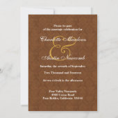 Bark Brown en Cream Damask Square Wedding A454 Kaart (Achterkant)
