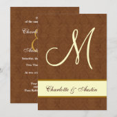 Bark Brown en Cream Damask Square Wedding A454 Kaart (Voorkant / Achterkant)