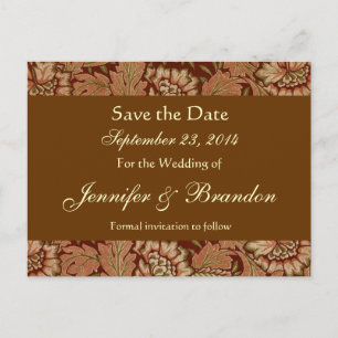 Bark Brown Gold Damask Save the Date Briefkaart