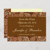 Bark Brown Gold Damask Save the Date Briefkaart (Voorkant / Achterkant)