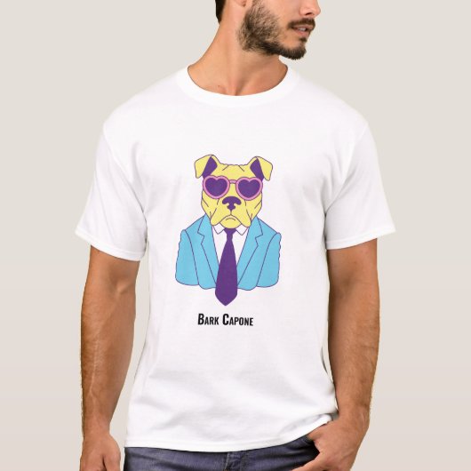 Bark Capone - Bulldog in blauw pak T-shirt (Voorkant)