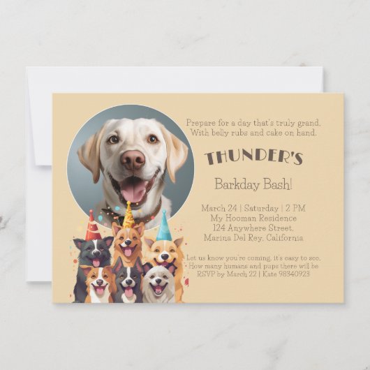 Bark Day Bash Doggo Verjaardag Kaart (Voorkant)