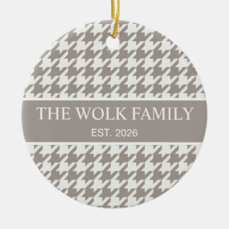 Bark Greige Houndstooth Familie Keramisch Ornament