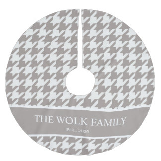 Bark Greige Houndstooth Familienaam Kerstboom Rok