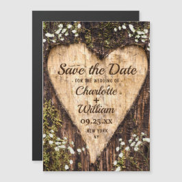 Bark Heart Wedding Save the Date Magnetic Kaart