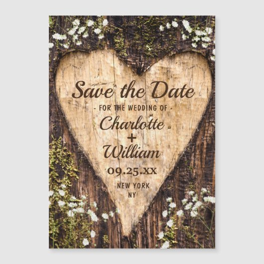 Bark Heart Wedding Save the Date Magnetic Kaart (Voorkant)