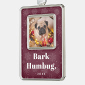Bark Humbug | Aangepaste foto van Pet Dog Verzilverd Omlijst Ornament (Links)