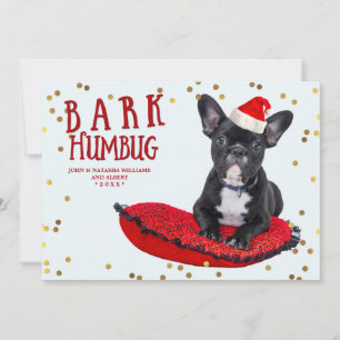 BARK Humbug Cute Dog Lovers Holiday Photo Card Feestdagenkaart