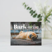 Bark Humbug Cute Moderne Custom Photo Holiday Post Feestdagenkaart (Staand voorkant)