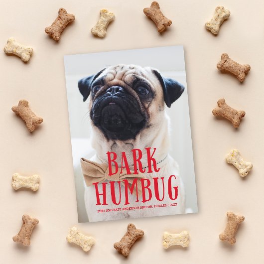 Bark Humbug Cute Puppy Dog | Holiday-foto Feestdagenkaart