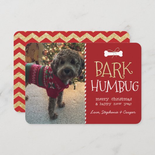 Bark Humbug Dog Christmas Kaart (Voorkant / Achterkant)