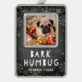 Bark Humbug | Foto Pet Verzilverd Omlijst Ornament (Voorkant)