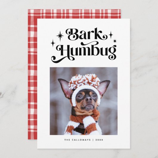 BARK HUMBUG Funny Dog: Kerstmis Feestdagenkaart (Voorkant / Achterkant)