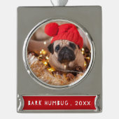 Bark Humbug Pet Foto Verzilverd Banner Ornament (Voorkant)