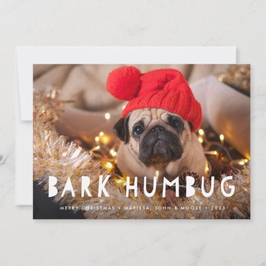 Bark Humbug | Pet Photo Holiday Card Feestdagenkaart (Voorkant)