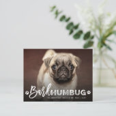 Bark Humbug Typografie Hondenliefhebber Foto Funny Feestdagenkaart (Staand voorkant)