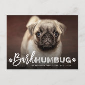 Bark Humbug Typografie Hondenliefhebber Foto Funny Feestdagenkaart (Voorkant)