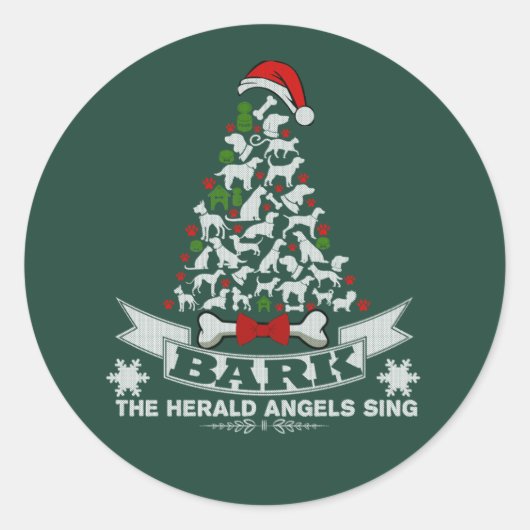 Bark Kersthond Novelty Ronde Sticker (Voorkant)