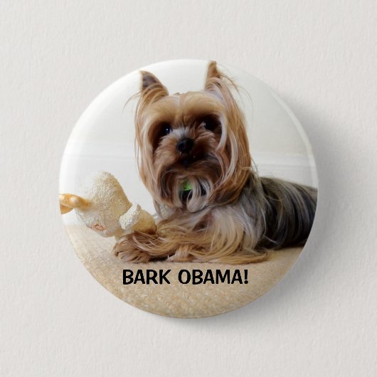 BARK OBAMA VAN BOMBO RONDE BUTTON 5,7 CM (Voorkant)
