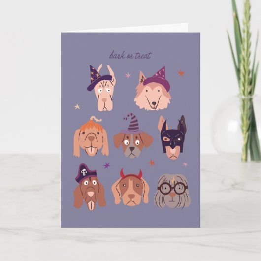 Bark of Behandel Halloween Honden Feestdagen Kaart (Voorkant)