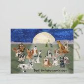 Bark op de Hairy Angels Sing Dogs-kerstkaart Feestdagenkaart (Staand voorkant)