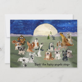 Bark op de Hairy Angels Sing Dogs-kerstkaart Feestdagenkaart