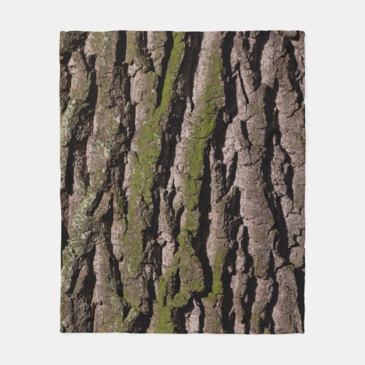 Bark tree oak moss trunk wood fleece deken (Voorkant)