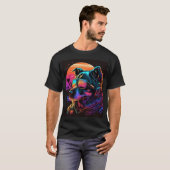 Bark voor de Toekomst: Synthwave Dog 80 grafische T-shirt (Voorkant volledig)