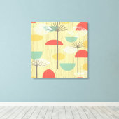 Barkcloth Abstracte Flowers Canvas Afdruk (Insitu (Houten vloer))