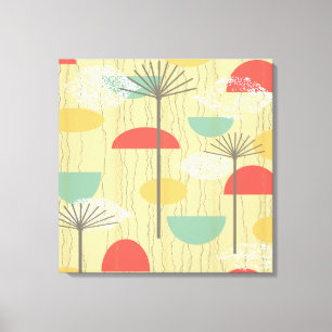 Barkcloth Abstracte Flowers Canvas Afdruk