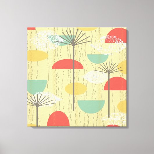 Barkcloth Abstracte Flowers Canvas Afdruk (Voorkant)