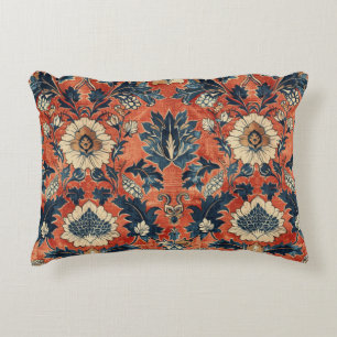 Barkcloth Design met rode achtergrond Accent Kussen