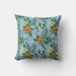 Barkcloth-look Blue en Oranje Pillow Kussen