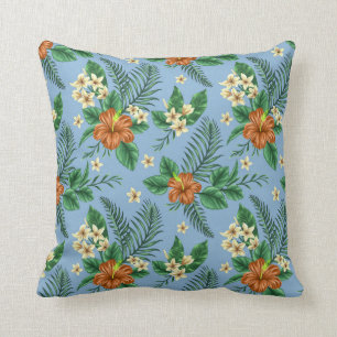  Barkcloth-look Blue en Oranje Pillow Kussen