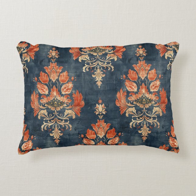  Barkdoektextiel op Blauwe Achtergrond Accent Kussen (Voorkant)