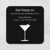Barkeeper en Bartender Vierkante Visitekaartje (Voorkant)