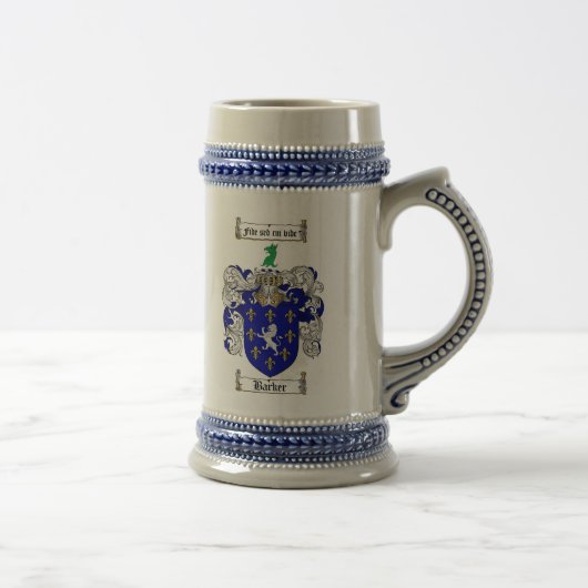 Barker Coat of Arms Stein / Barker Family Crest Bierpul (Rechts)