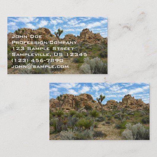 Barker Dam Loop Trail bij Joshua Tree National Par Visitekaartje (Voorkant / Achterkant)