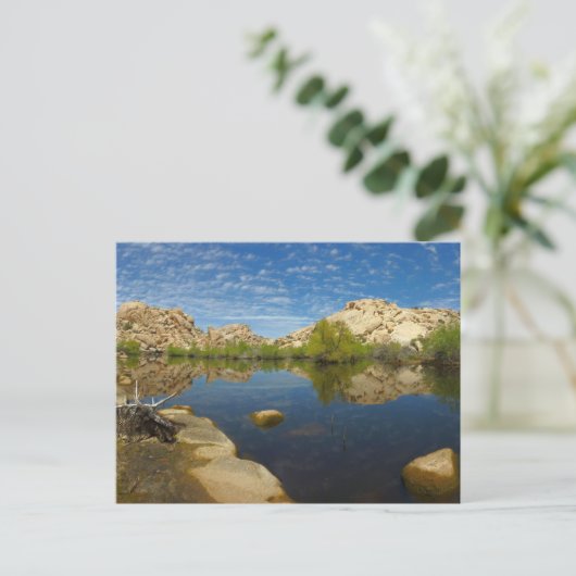 Barker Dam reflectie bij Joshua Tree II Briefkaart (Staand voorkant)