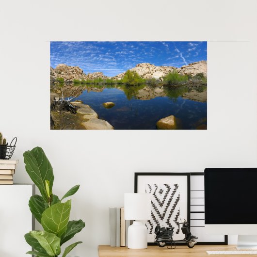 Barker Dam reflectie bij Joshua Tree II Poster (Thuiskantoor)
