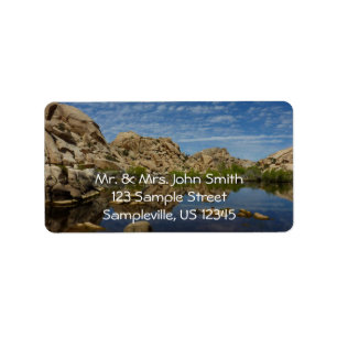 Barker Dam-weerkaatsing bij Joshua Tree I Etiket