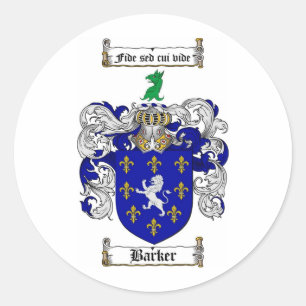BARKER FAMILIE CREST - BARKER COAT ARMS RONDE STICKER