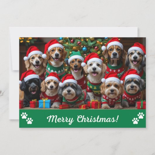 Barkin' Around the Christmas Tree Dog Personalized Feestdagenkaart (Voorkant)