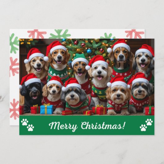 Barkin' Around the Christmas Tree Dog Personalized Feestdagenkaart (Voorkant / Achterkant)