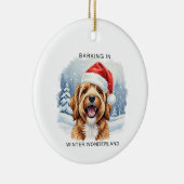 Barking in a Winter Wonderland Dog Christmas  Keramisch Ornament (Rechts)