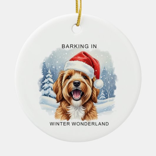 Barking in a Winter Wonderland Dog Christmas  Keramisch Ornament (Voorkant)