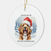 Barking in a Winter Wonderland Dog Christmas  Keramisch Ornament (Links)