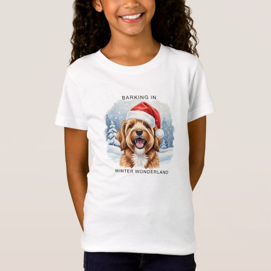 Barking in a Winter Wonderland Dog Christmas T-shirt (Voorkant)