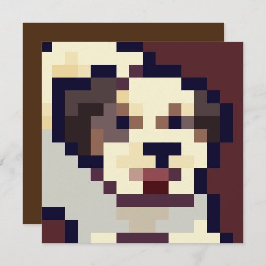 Barking puppy pixel art card (Voorkant / Achterkant)